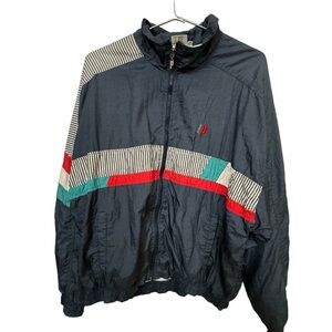 Retro 90s Navy Striped Prince Retro Tennis Windbreaker Jacket Mens L Rare